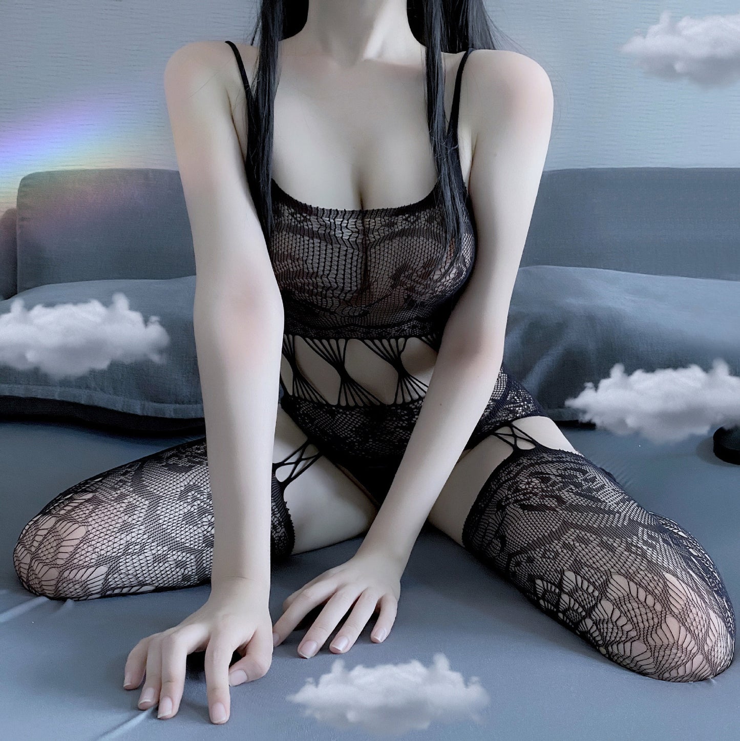 Erotic lingerie suspender one-piece netting, sexy lace, one-piece stockings, fishnet stockings, pajamas, one piece dropshipping