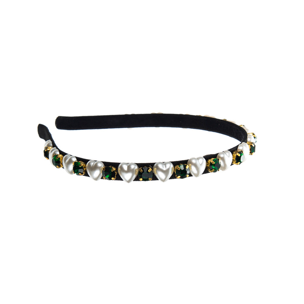 Cross-border new headbands for women, simple diamond inlaid with pearls, thin edge headbands, personality full of diamond temperament, pressed hair accessories wholesale