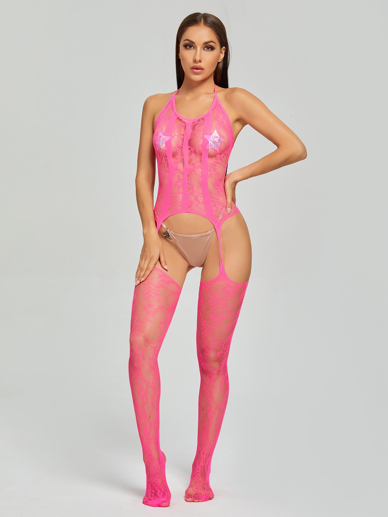 Yuedie Europe and America Amazon sexy lingerie uniform temptation jumpsuit wholesale jacquard stockings pajamas 8972