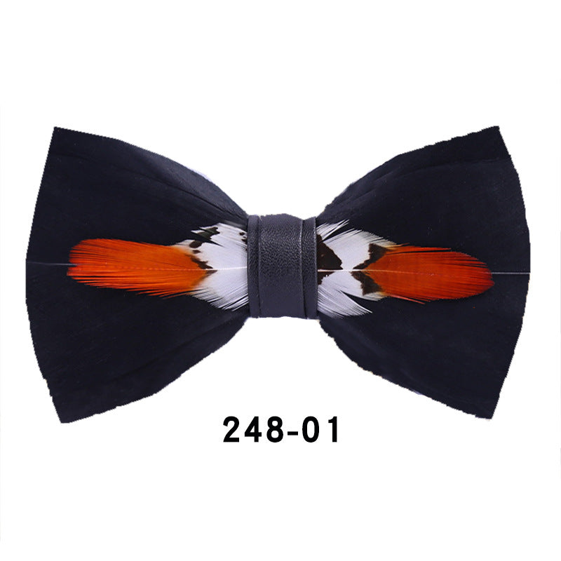 248 black feather man presided over the party, groom, groomsmen, children, flower girls, bow ties, and flower ties