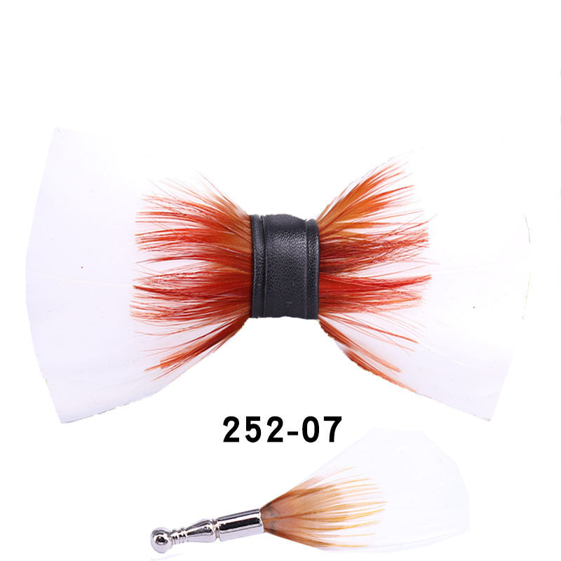 252 orange feather wedding groom best man butterfly wedding shirt man black bow tie shirt collar flower