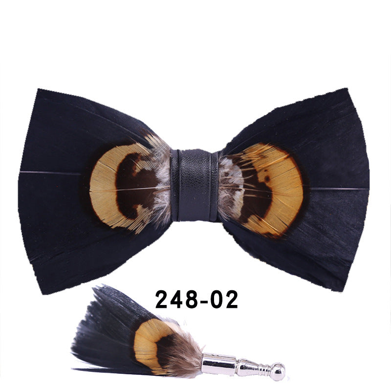 248 black feather man presided over the party, groom, groomsmen, children, flower girls, bow ties, and flower ties