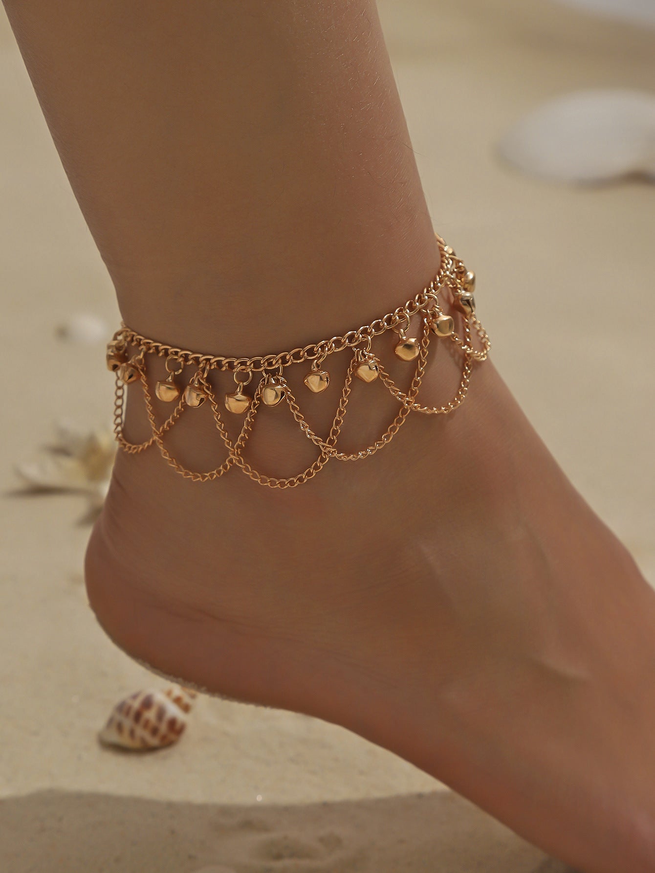 New summer simple metal fashion temperament sequin disc double chain anklet, a variety of versatile accessories