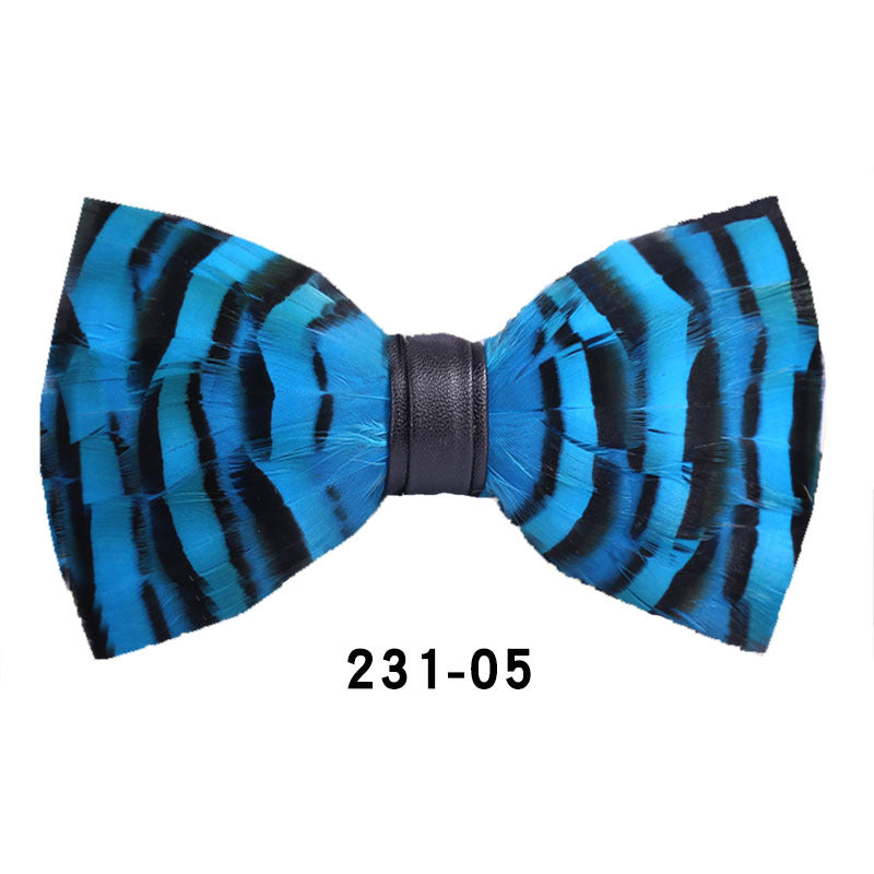 231 Green Feather Man Presided Over the Party Groom Groomsman Group Pot Butterfly Wedding Bow Tie Flowers