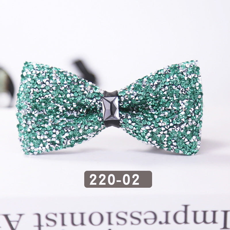 multi-color bow tie crystal starry rhinestone banquet nightclub super flash diamond wedding groom clay collar