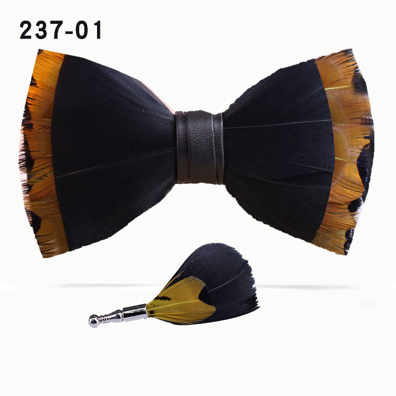 red feather bow tie for men's wedding banquet, suit accessories, shirt with box bow