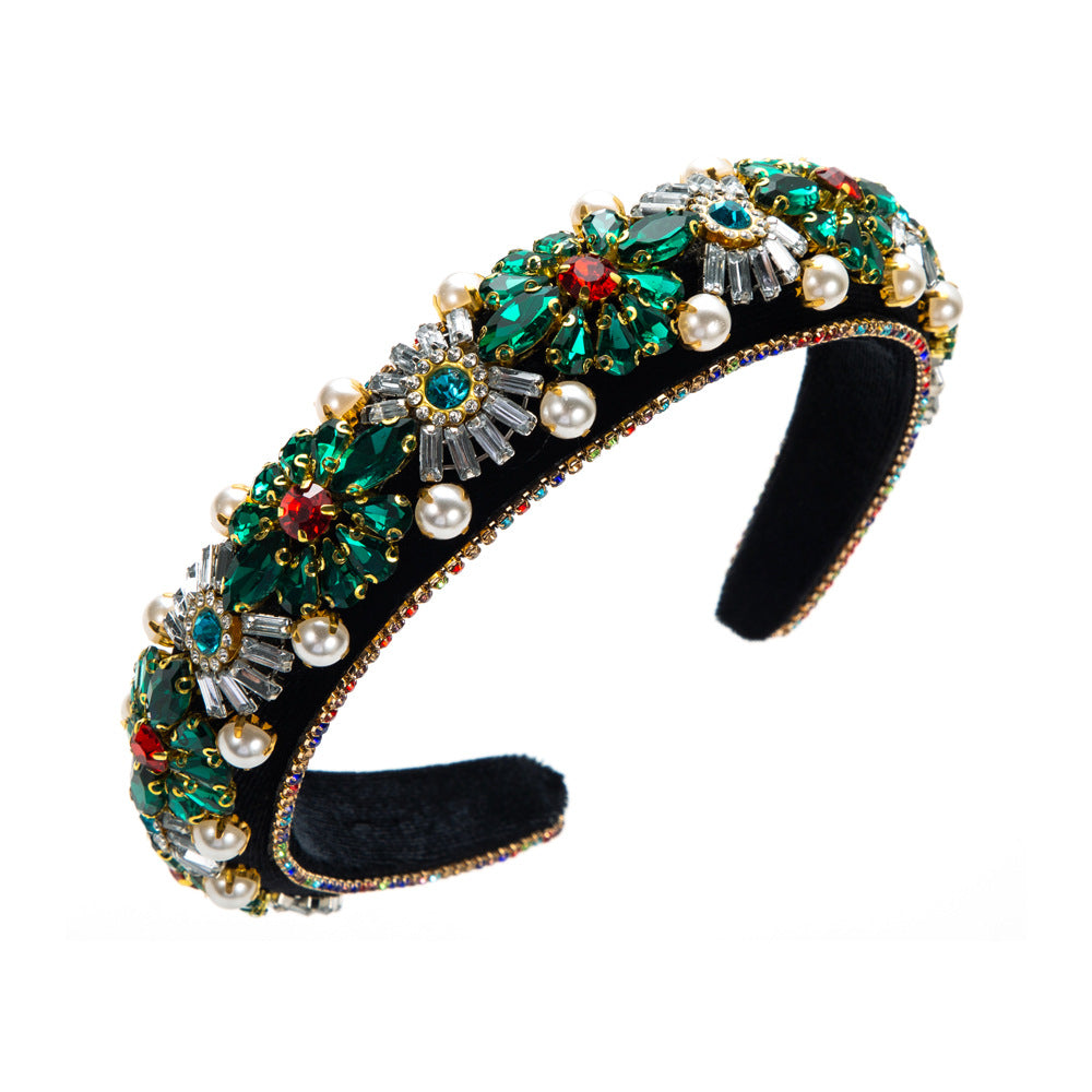 European and American cross-border new headbands, women's fashion, heavy industry, luxury baroque retro rhinestone headbands, temperament full of diamond hair accessories