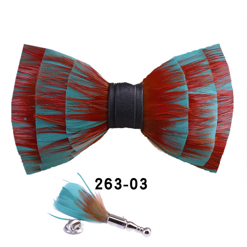 263 Gray Black Feather Bow Tie Men's Wedding Banquet Clay Suit Accessories Shirt With Box Bow