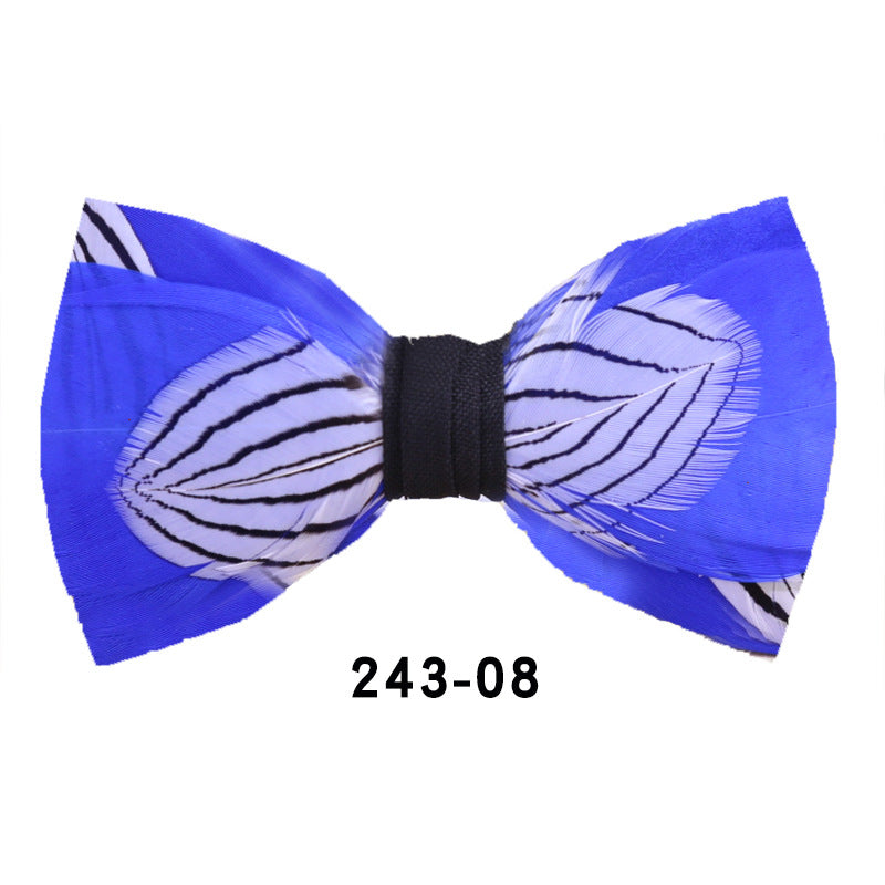 sapphire blue feather wedding groom groomsman group butterfly wedding shirt business yellow bow tie flower tie