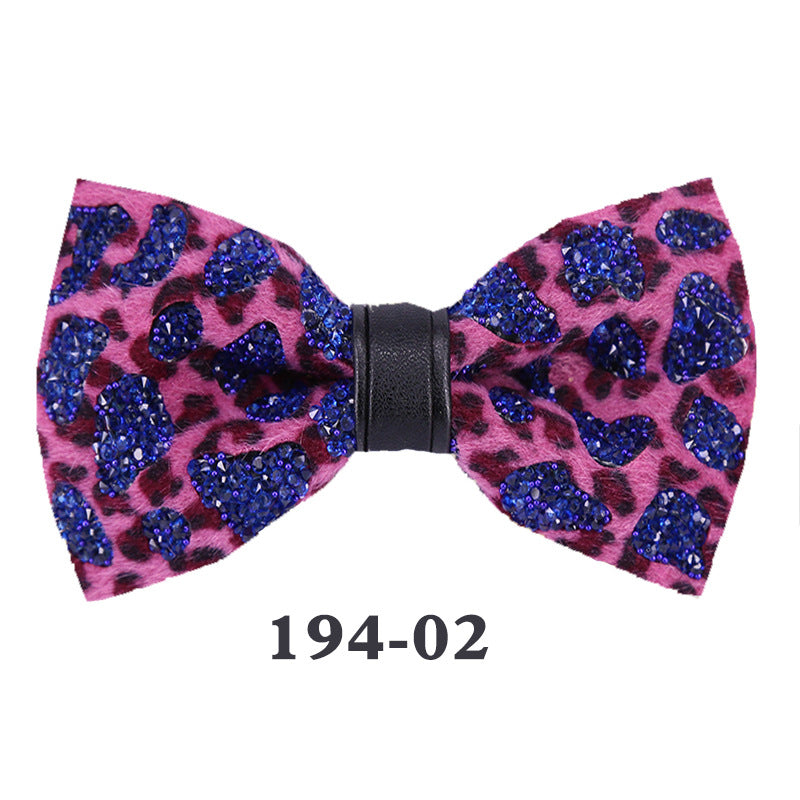 Male Bow Tie Leopard Blue Yellow Crystal Bow Tie Men's Children's Wedding Wedding Celebration Male Collar Flower Bow