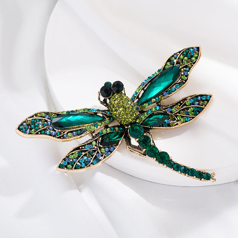 European and American cross-border trend alloy, diamond studded dragonfly brooch, girly cute pin, fashion personality, corsage accessories, foreign trade