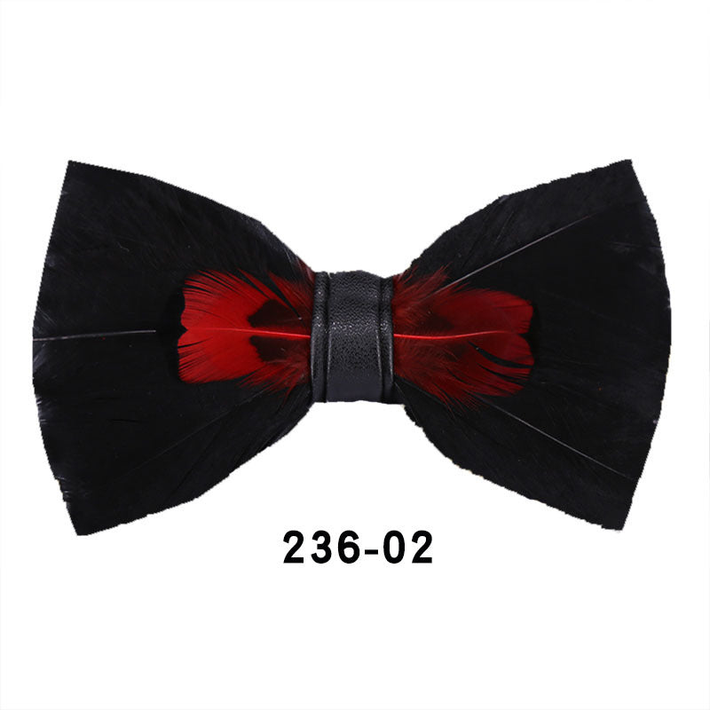 236 Black Feather Wedding Groom Groomsmen Group Men's Wedding Pot Butterfly Wedding Bow Tie Flowers