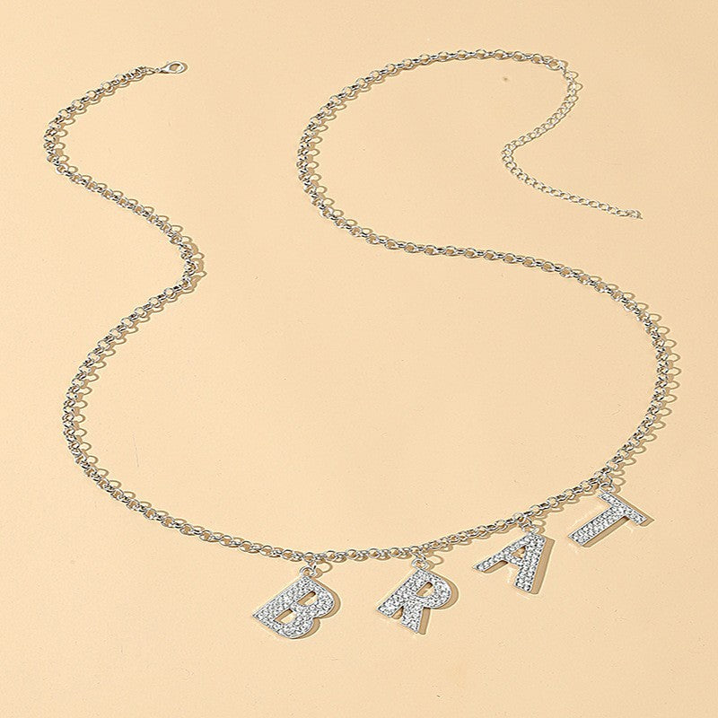 New European and American cross-border jewelry, personalized diamond-encrusted large letter pendant waist chain, women's simple and versatile waist ornament, body chain