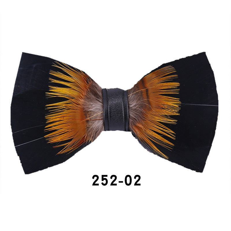 252 orange feather wedding groom best man butterfly wedding shirt man black bow tie shirt collar flower