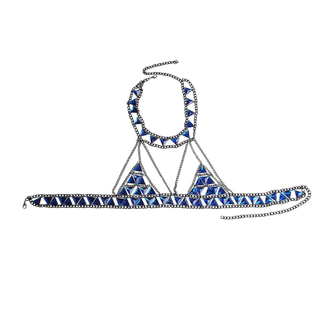 New European and American cross-border jewelry punk sexy necklace street beat chest chain clothing chain acrylic bra body