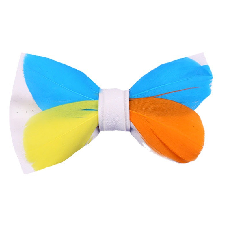 254 Colorful Children's Feather Bow Tie Men's Suit Collar Flower Party Banquet Best Man Flower Girl Suit Collar Flower