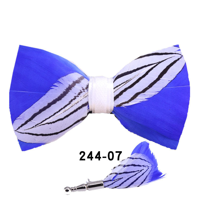 244 blue red feather wedding groom groomsmen group butterfly wedding shirt business yellow bow tie flower tie