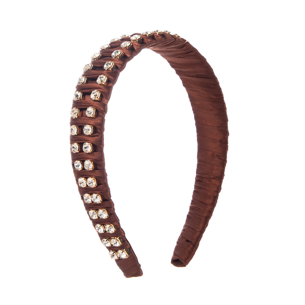 Heming jewelry, European and American style, high-end temperament, fabric winding, headbands, women's inlays, versatile, diamonds, light luxury headbands, wholesale