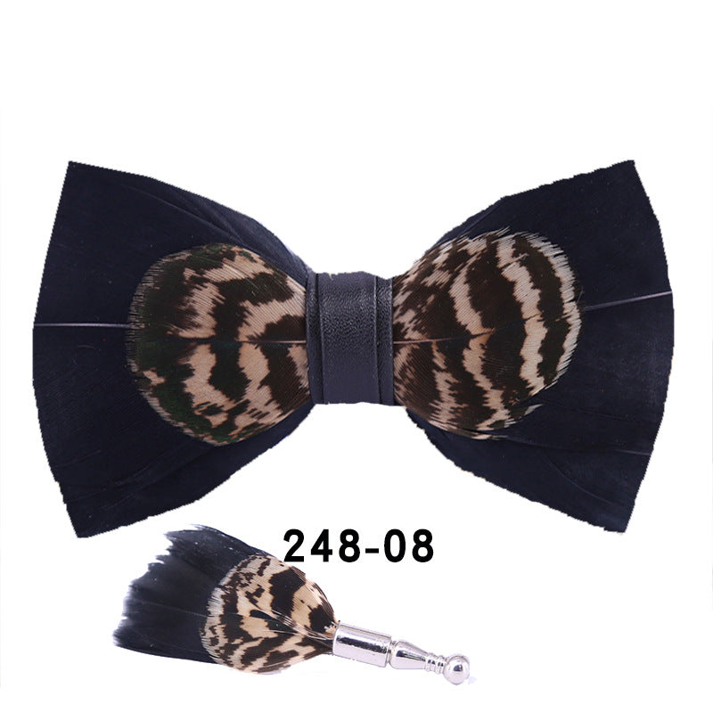 248 black feather man presided over the party, groom, groomsmen, children, flower girls, bow ties, and flower ties