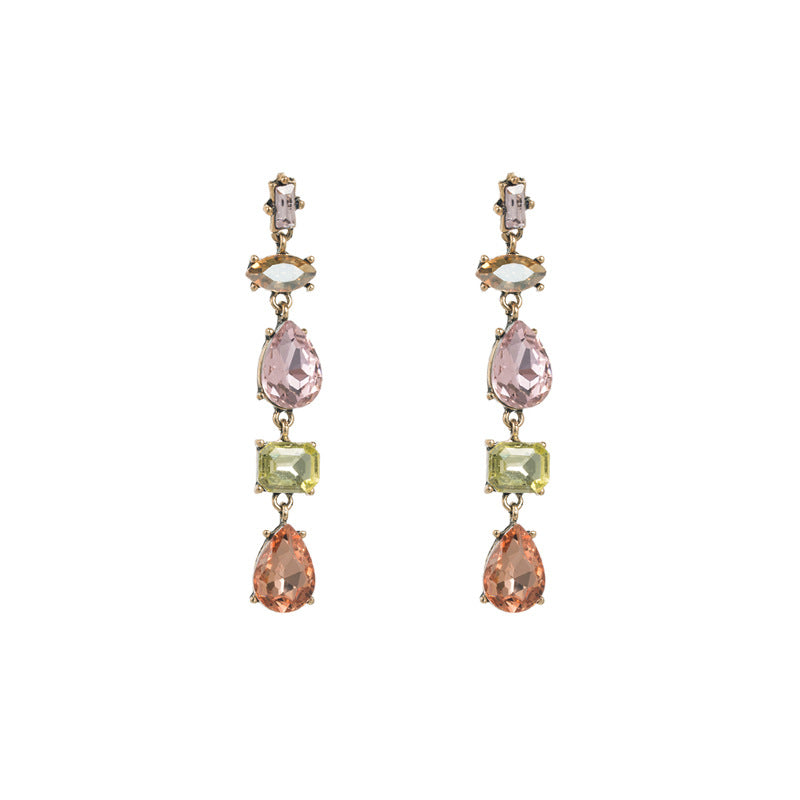 European and American trend new earrings Simple multi-layer alloy diamond temperament earrings 925 silver needle high-end ear jewelry