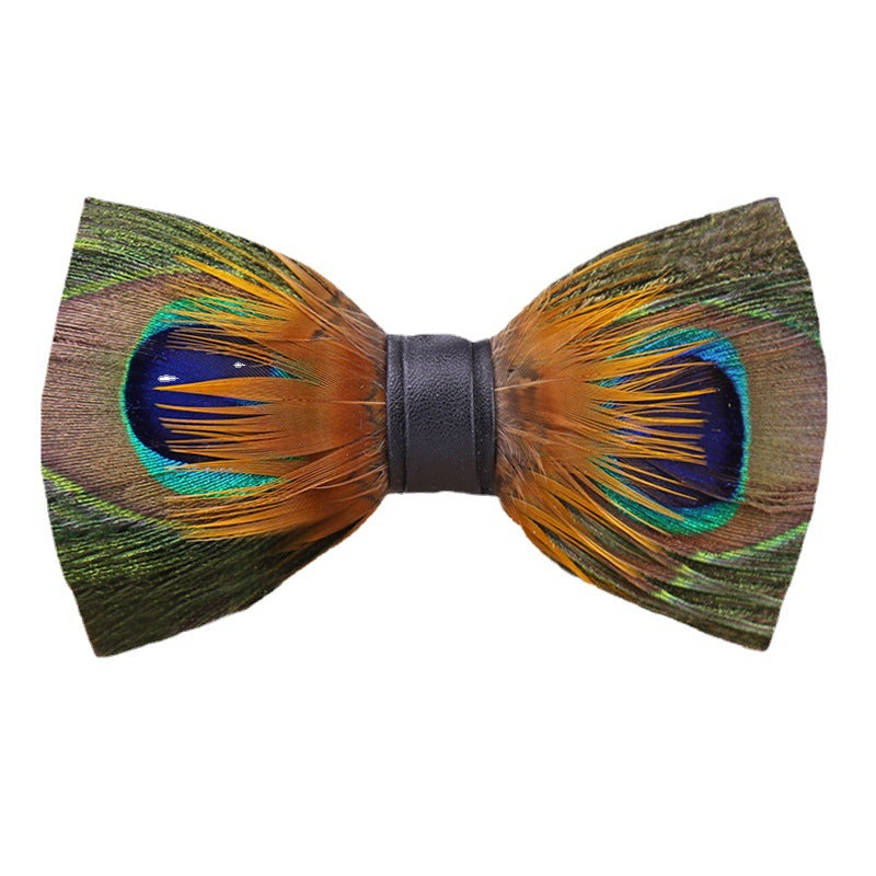 290 male bow tie peacock big eyes blue feather wedding groom male wedding best man bow in stock