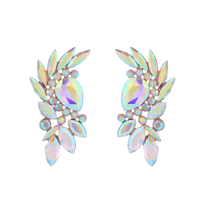 European and American fashion super sparkling diamond earrings exaggerated bohemian alloy diamond stud earrings temperament high-end earrings women