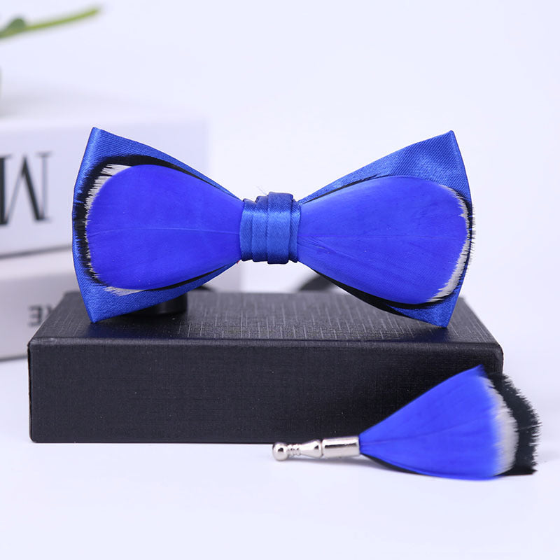 265 Red Feather Bow Tie Men's Children's Wedding Flower Girl Banquet Sapphire Blue Suit Accessories Bow