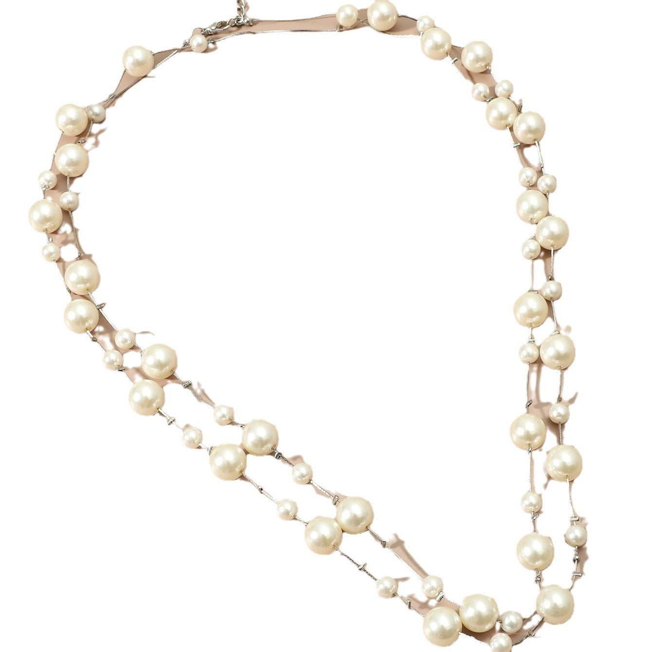 Super fairy long pearl necklace, trendy temperament, palace style, niche design, clavicle chain, delicate and gentle sweater chain