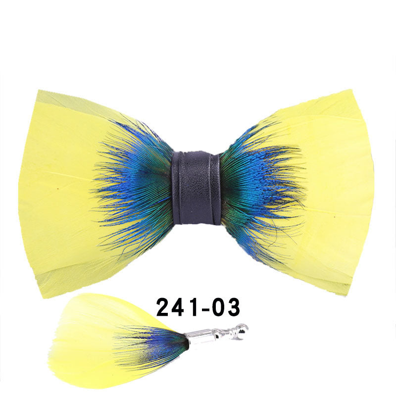 241 Peacock Blue Feather Man Hosts the Party Groom Groomsman Group Butterfly Wedding Bow Tie Spot