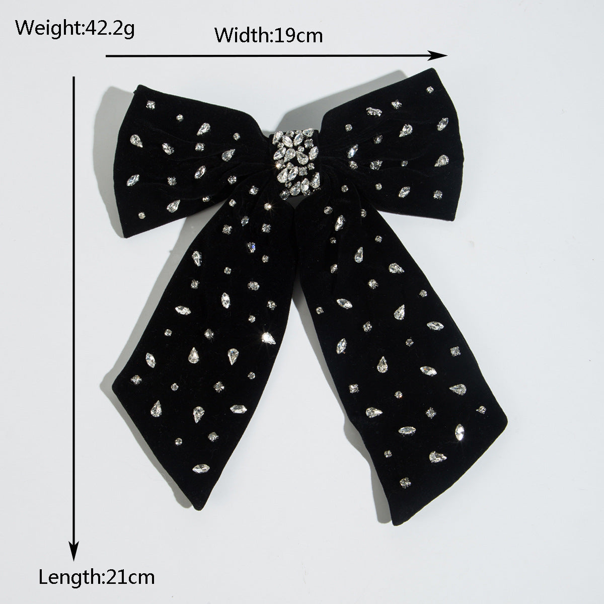 Korean new hairpins, flocked fabrics, hand-sewn diamonds, high-quality hairpins, spring clips, large bows, lady hair accessories