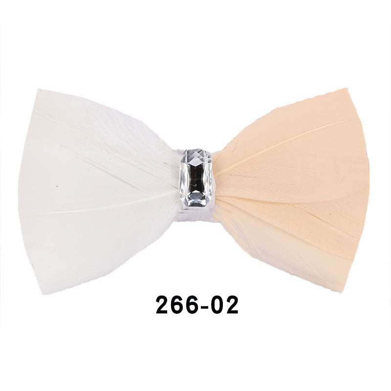 266 khaki feather male bow tie men and women wedding bow bow men's bow tie yellow white collar flower tie