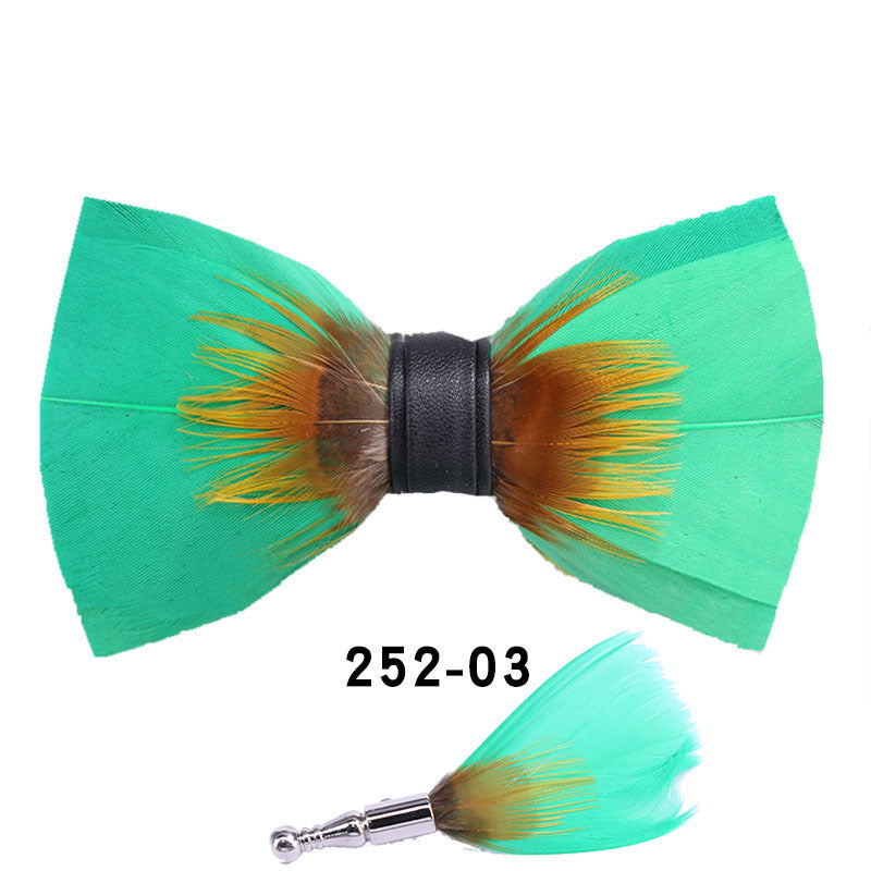 252 orange feather wedding groom best man butterfly wedding shirt man black bow tie shirt collar flower