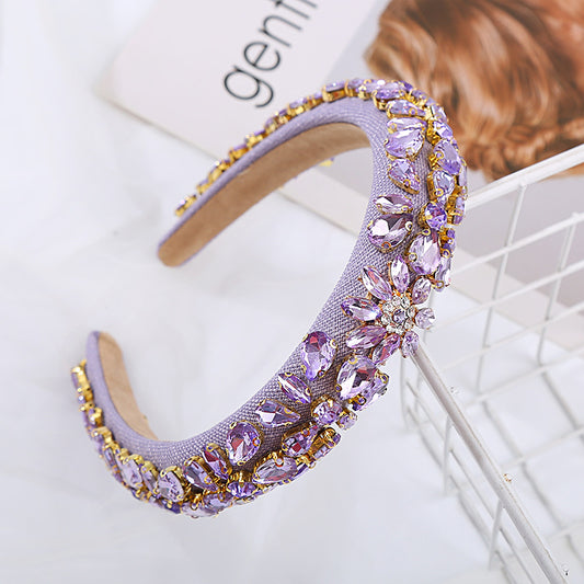 Heming headbands, European and American baroque full diamond sponge headbands, women's high-end wide version headbands, light luxury temperament hair accessories