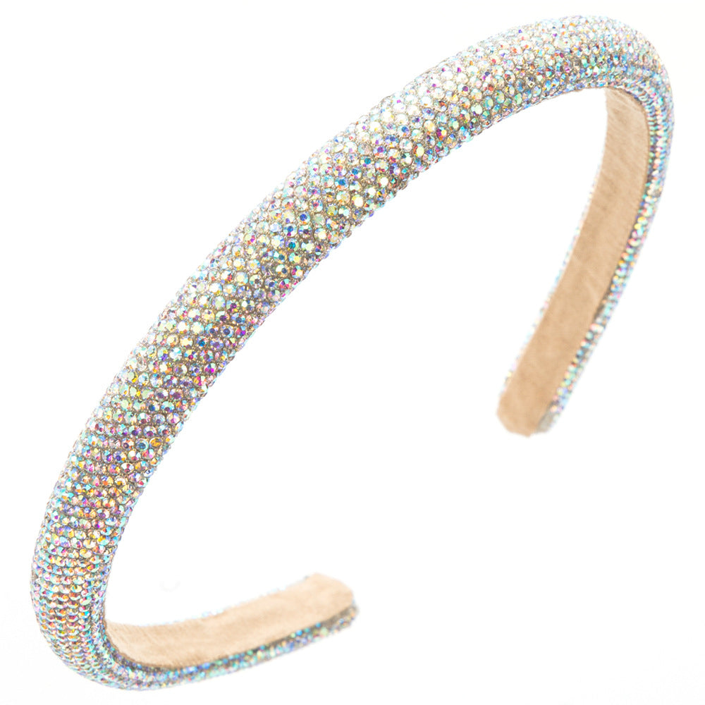 Korean version of the fashion new full diamond headband women, colorful sponge, thin edges, temperament headbands, simple and versatile, face washing hair accessories women