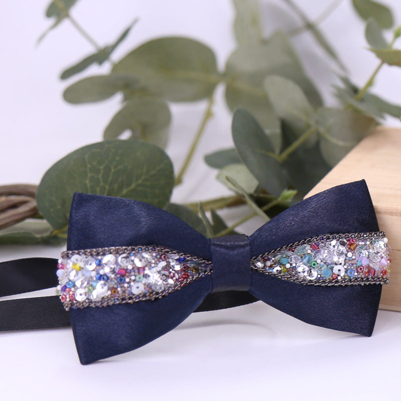 830 bow tie male rhinestone blue butterfly wedding ceremony groom master of ceremonies presided over crystal children's dress collar flowers