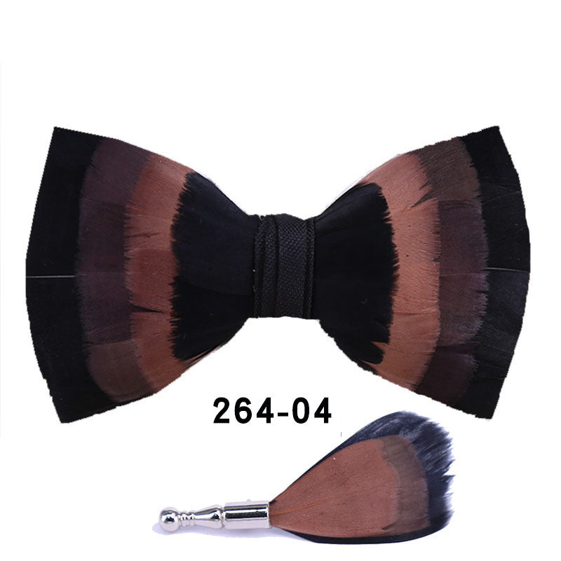 264 Colorful Feather Bow Tie Men's Wedding Banquet Clay Suit Accessories Shirt with Box Bow