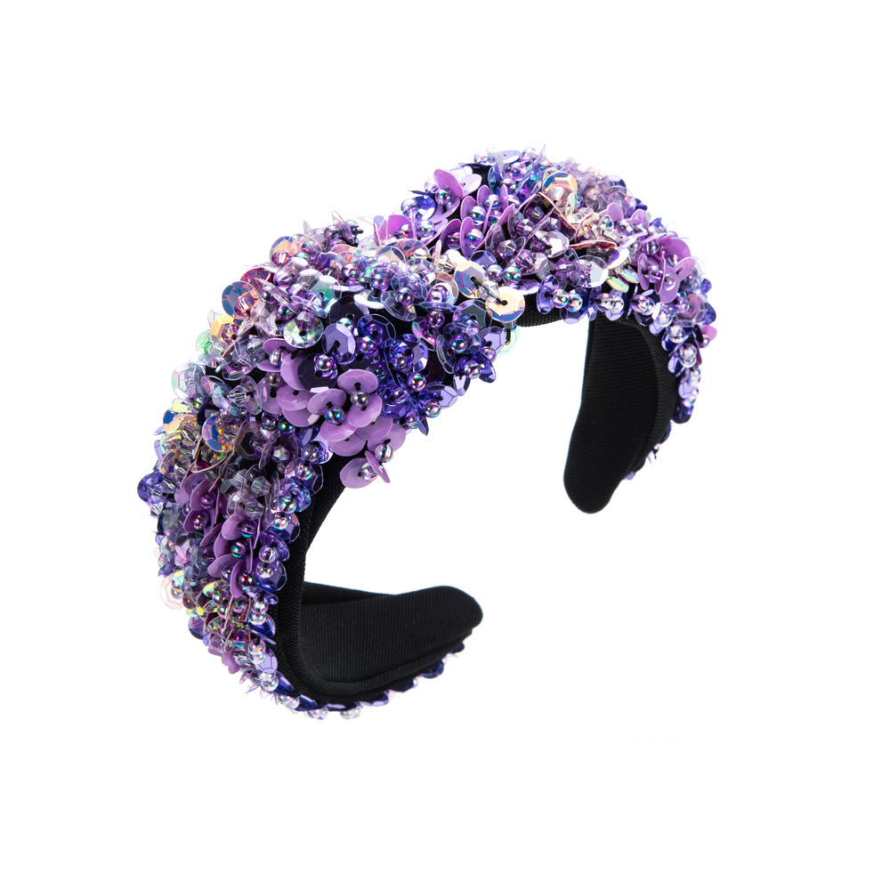 European and American new baroque heavy industry wide-brimmed rhinestone headbands, women's full of diamonds, knotted in the middle, fashion prom walking hair accessories