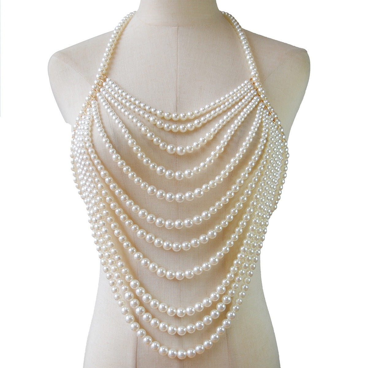 New women's European and American cross-border jewelry fashion chest bracelet handmade pearl sexy cut-out bra body chain