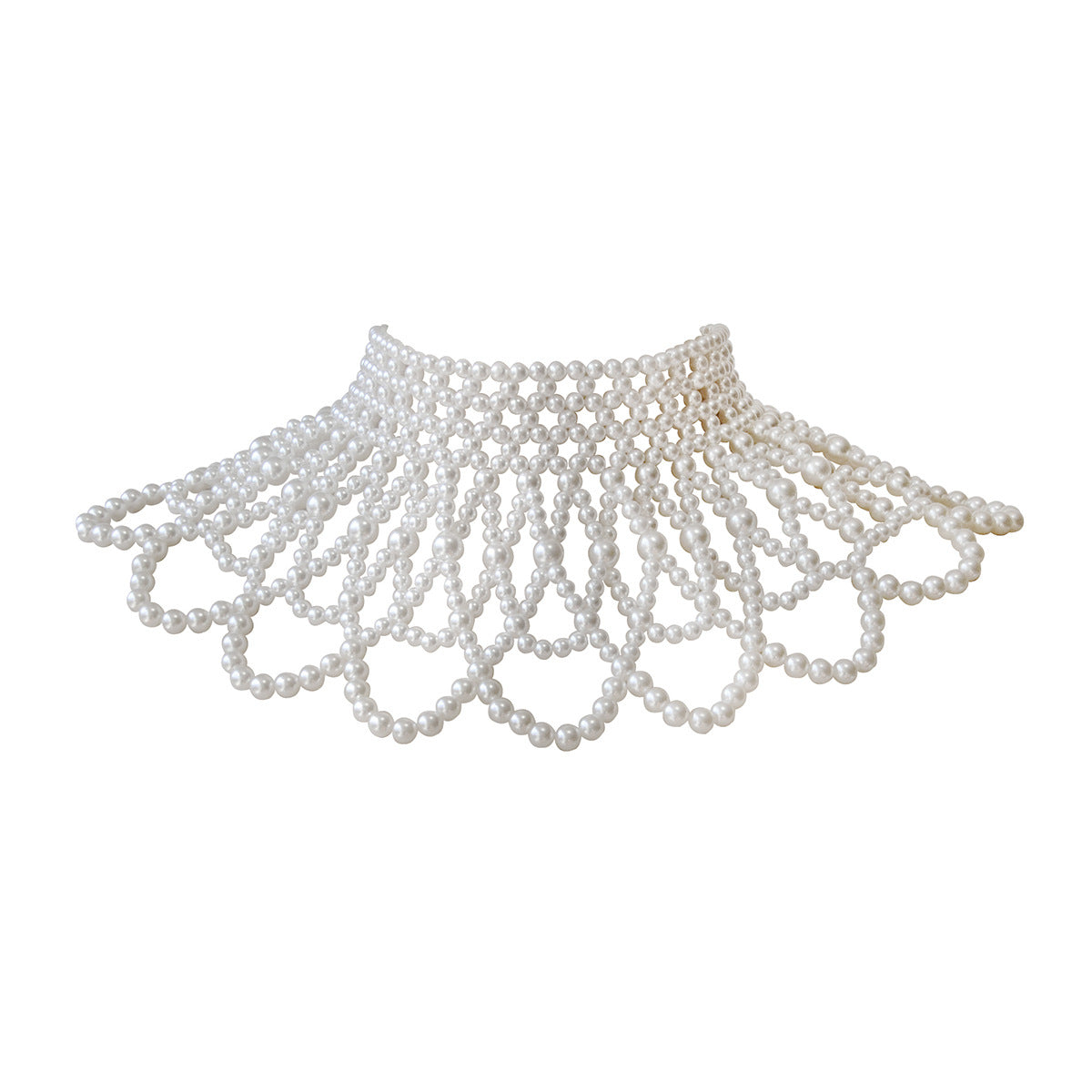 New European and American Neck Necklace Western Vintage Wedding Dress with Pearl Shawl Scalloped Beaded Cutout Necklace