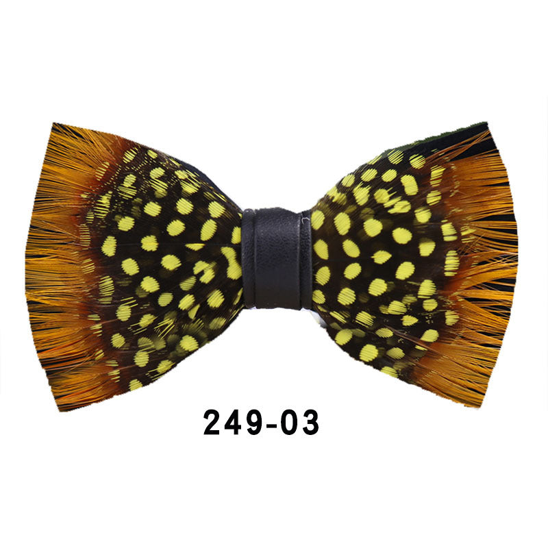 249 black and white dots yellow feathers male wedding groom best man group pot butterfly wedding wedding bow tie flower tie