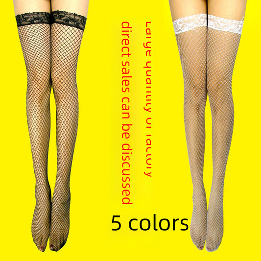 Yue Die, European and American Amazon Sex Stockings, Sexy Lace Edging Tube Mesh Socks, High Rise Wu Mei Ying Stockings CT03