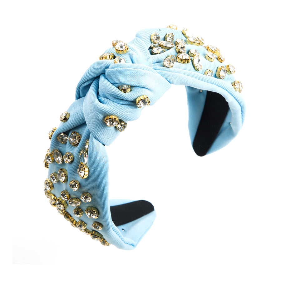 Heming headbands, cross-border European and American new cloth knotted headbands, baroque full diamond temperament, wide-edged pressed hair accessories wholesale