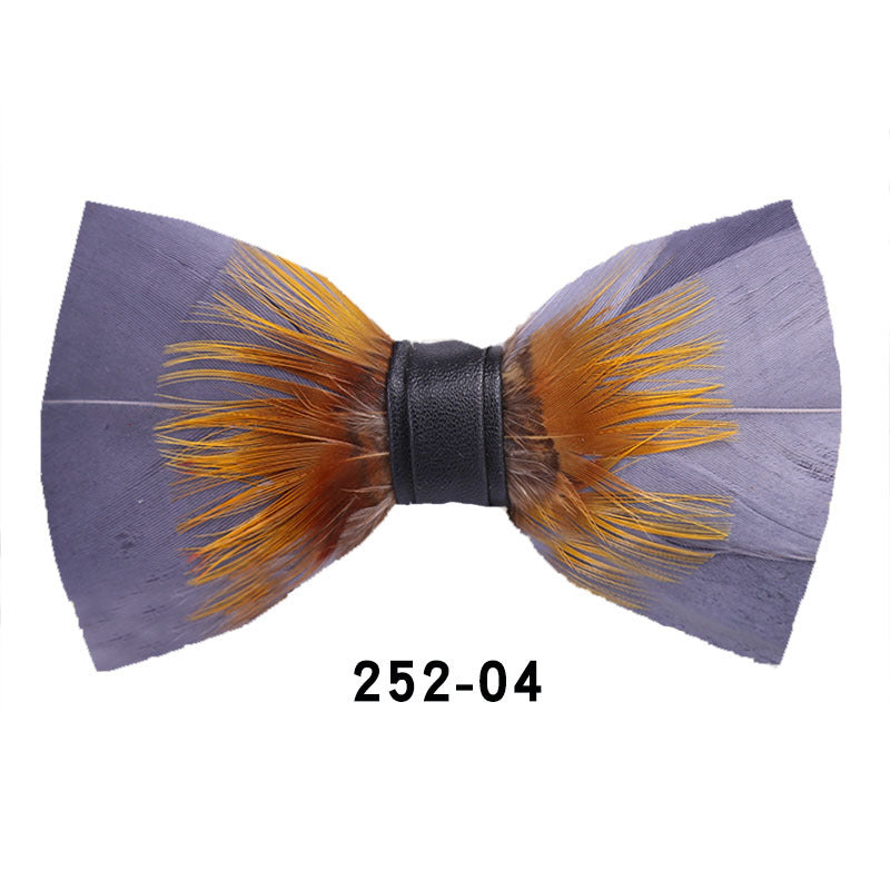 252 orange feather wedding groom best man butterfly wedding shirt man black bow tie shirt collar flower