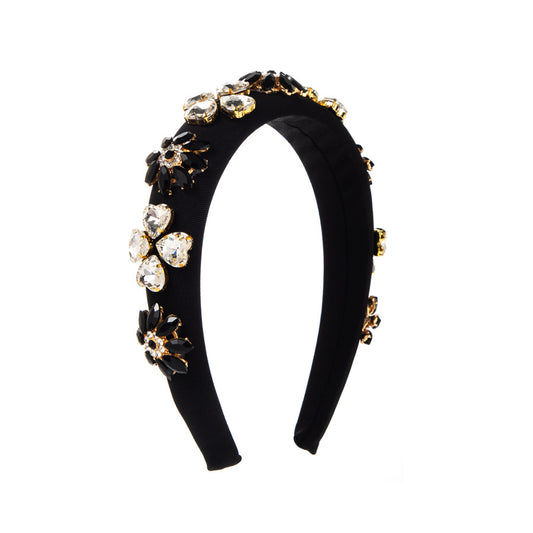 Cross-border popular European and American creative baroque headbands, flower rhinestones, heart-shaped headbands, retro heavy industry hair accessories wholesale