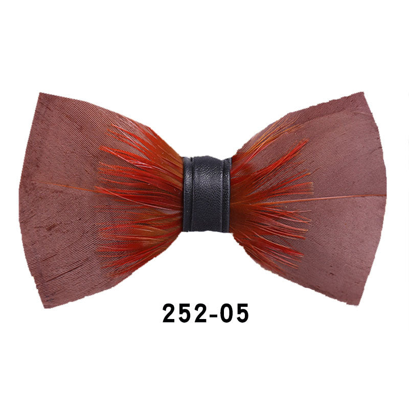 252 orange feather wedding groom best man butterfly wedding shirt man black bow tie shirt collar flower