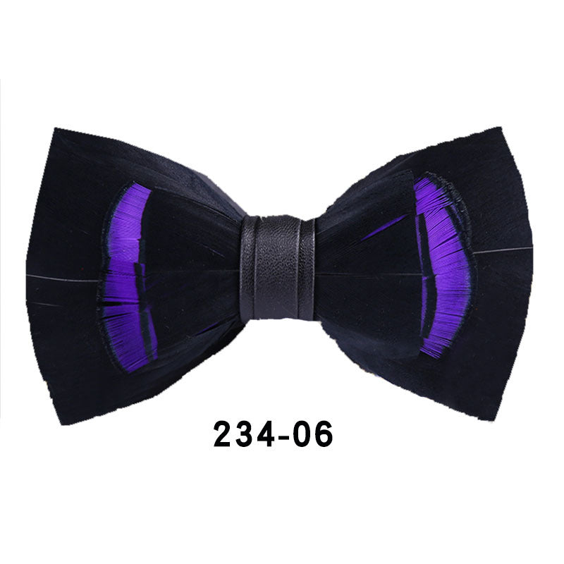 234 blue feather bow tie men's shirt groomsman group pot butterfly wedding host flower collar