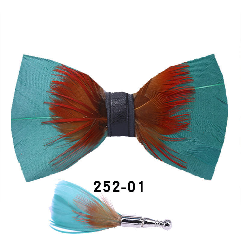 252 orange feather wedding groom best man butterfly wedding shirt man black bow tie shirt collar flower