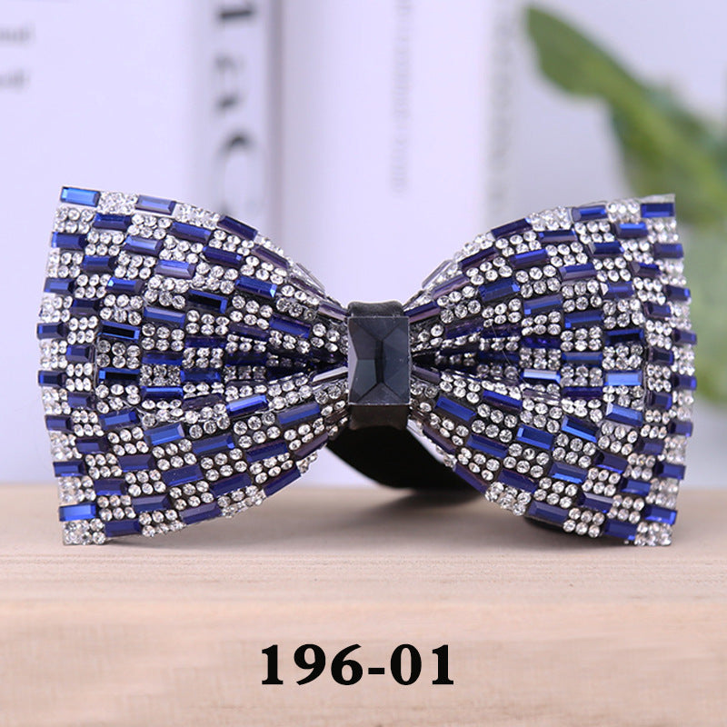 196 rectangular blue crystal bow tie male wedding party suit suit formal dress collar flower man crystal bow