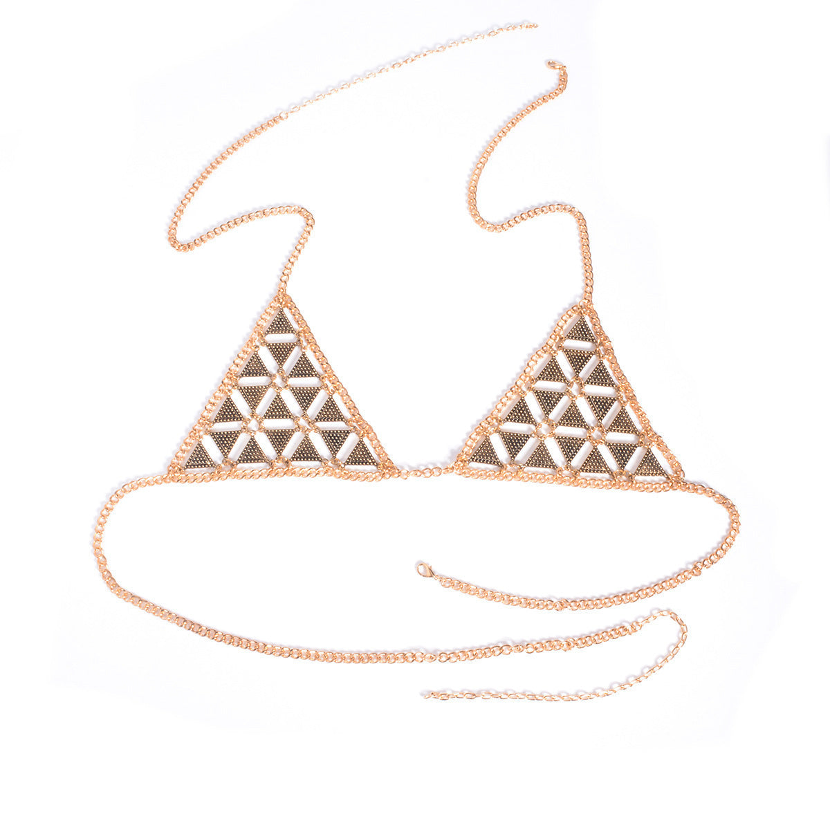 HOT European and American cross-border jewelry retro exaggerated geometric triangle handmade decoration chest chain bra body chain wholesale