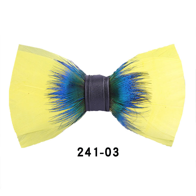 241 Peacock Blue Feather Man Hosts the Party Groom Groomsman Group Butterfly Wedding Bow Tie Spot